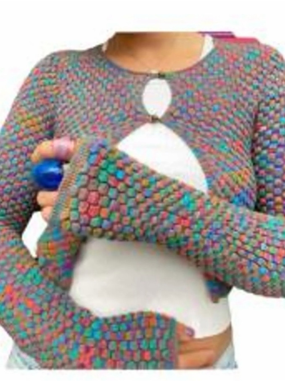 Urban Outfitters Multicolor Cropped Knit Cardigan